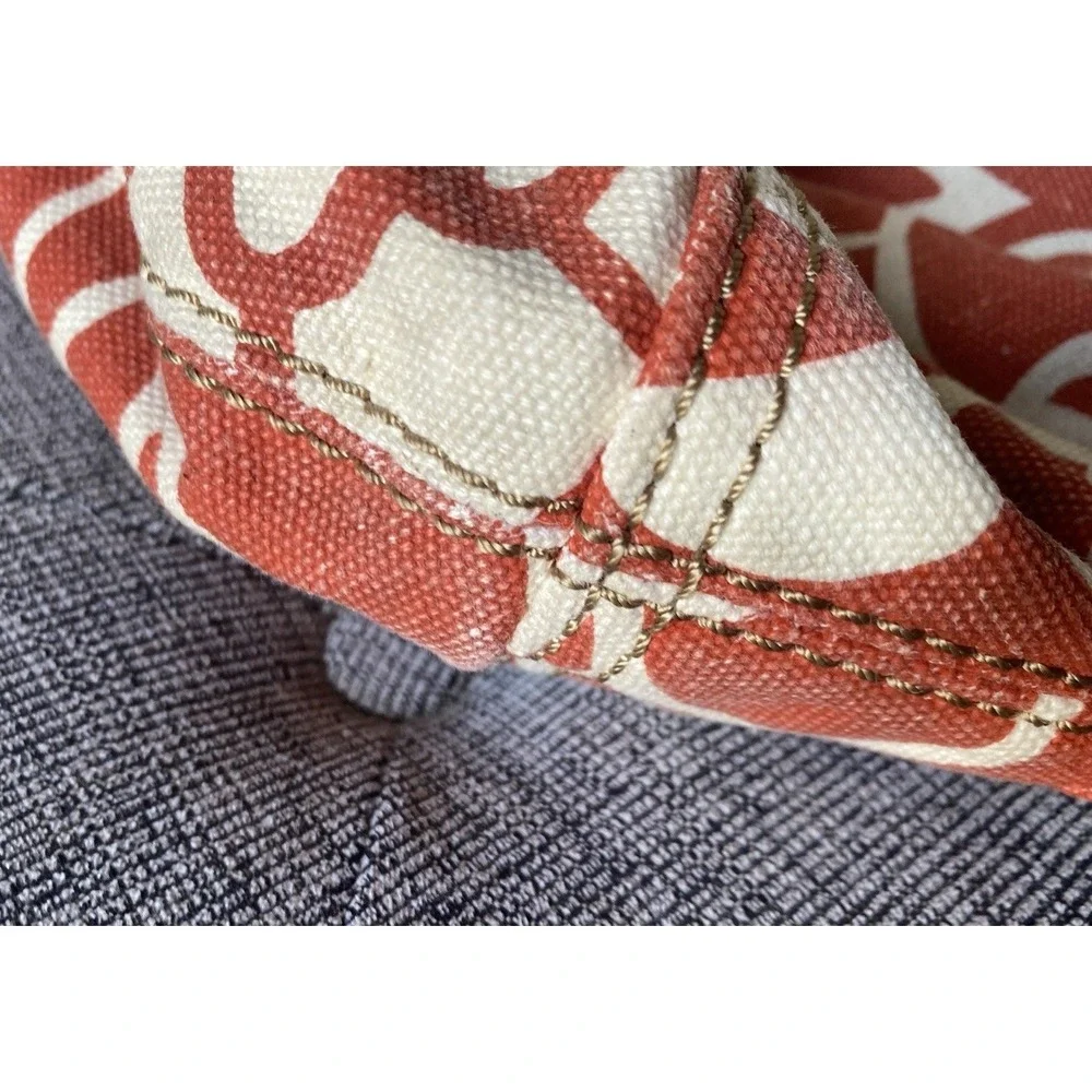 Vintage Fossil Red Floral Canvas Hobo Shoulder Bag